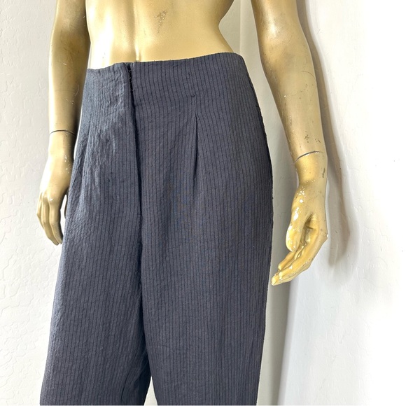 BIEK VERSTAPPEN 100% LINEN PINSTRIPE HIGH-WAISTED RELAXED CUT TROUSERS, Size S - Picture 5 of 8